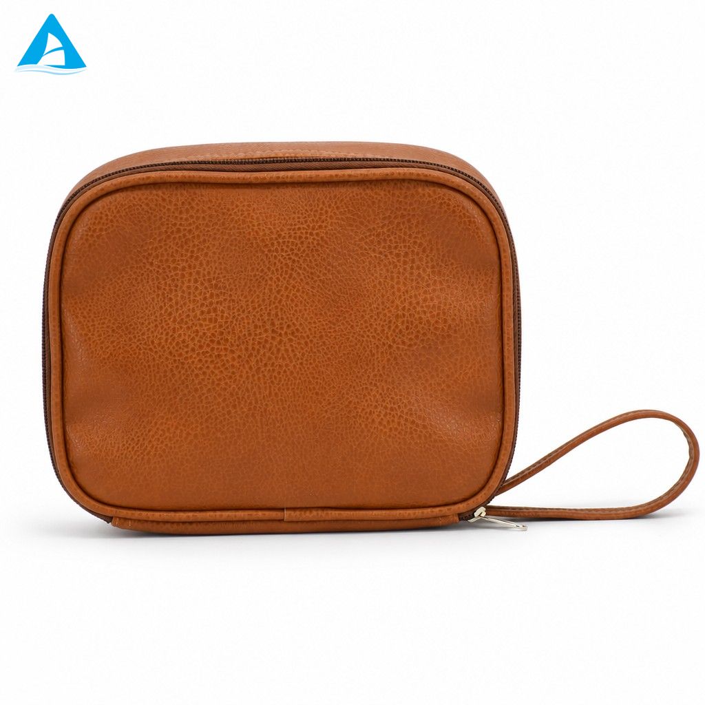 Factory Custom Logo Large Capacity Waterproof Zipper PU Cosmetic & Makeup Bag with Soft Handle for Women Travel Use
