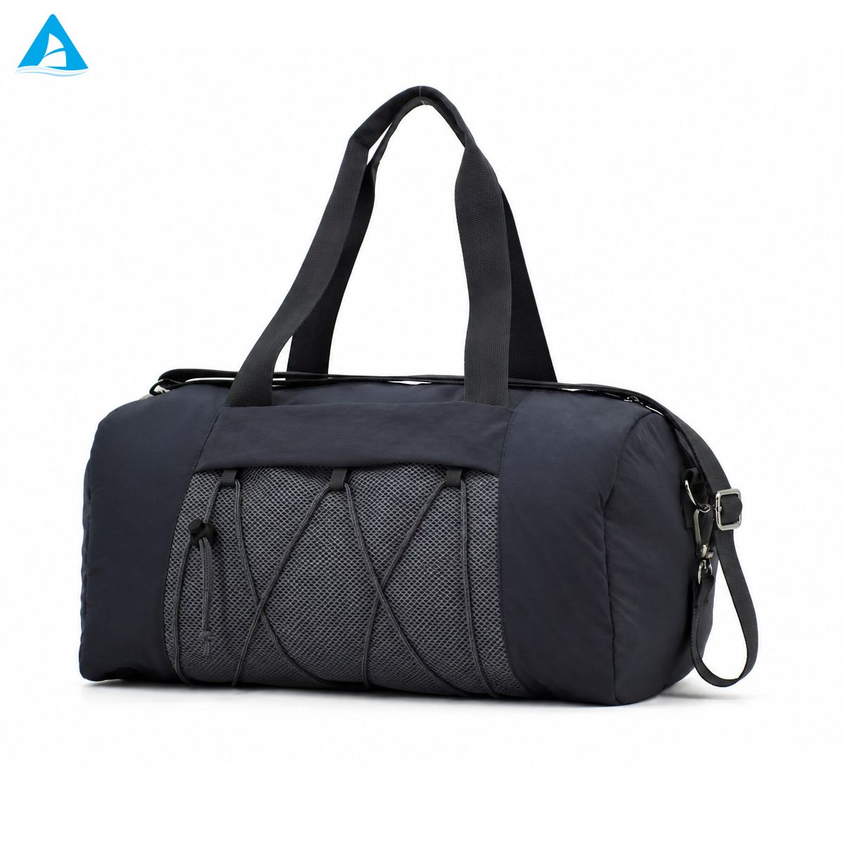 Navy Blue Gym Duffel Bag with Shoe Compartment Water Resistant Nylon Travel Weekender Bag with Detachable Strap for Men Women