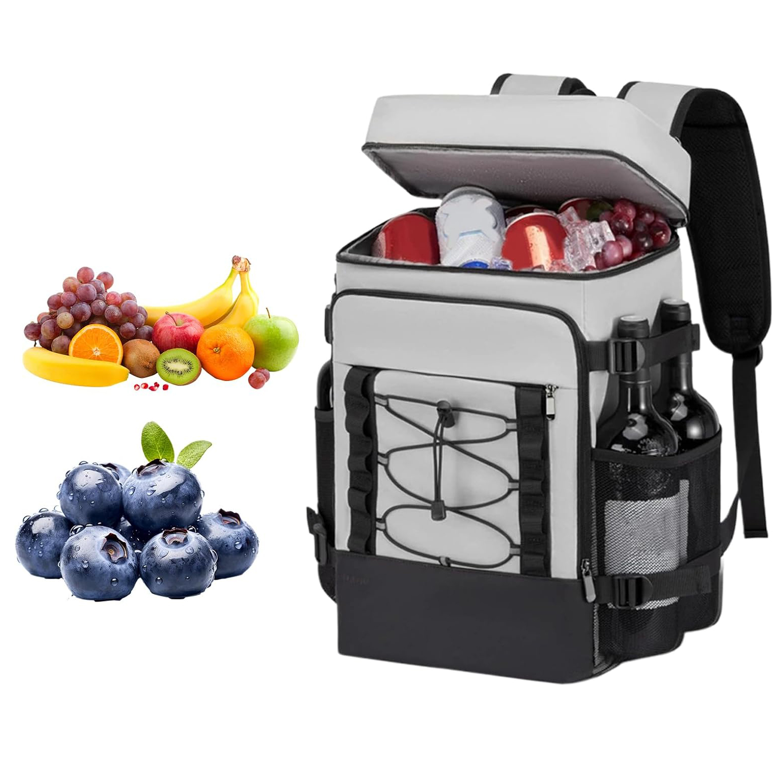 Customized Outdoor Double Compartment Insulated Cooler Backpack Large Capacity Leakproof Thermal Lunch Bag for Picnic Camping