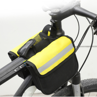 Fashion Bicycle Front Beam Bag Mountain Bike Mobile Phone Storage Waterproof Hanging Bag Riding Equipment Accessories Polyester