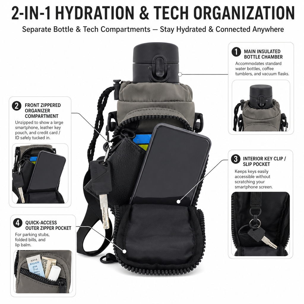 Wholesale Cheap Price Ultralight Water Bottle Sling Bag with Phone Pocket Adjustable Crossbody Pouch for Dog Walking 