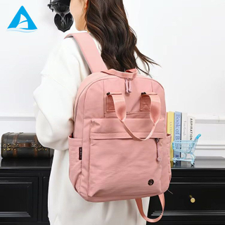 Large Capacity Waterproof Canvas Backpack with Polyester Lining Simple Versatile Unisex Travel Bag for All Seasons