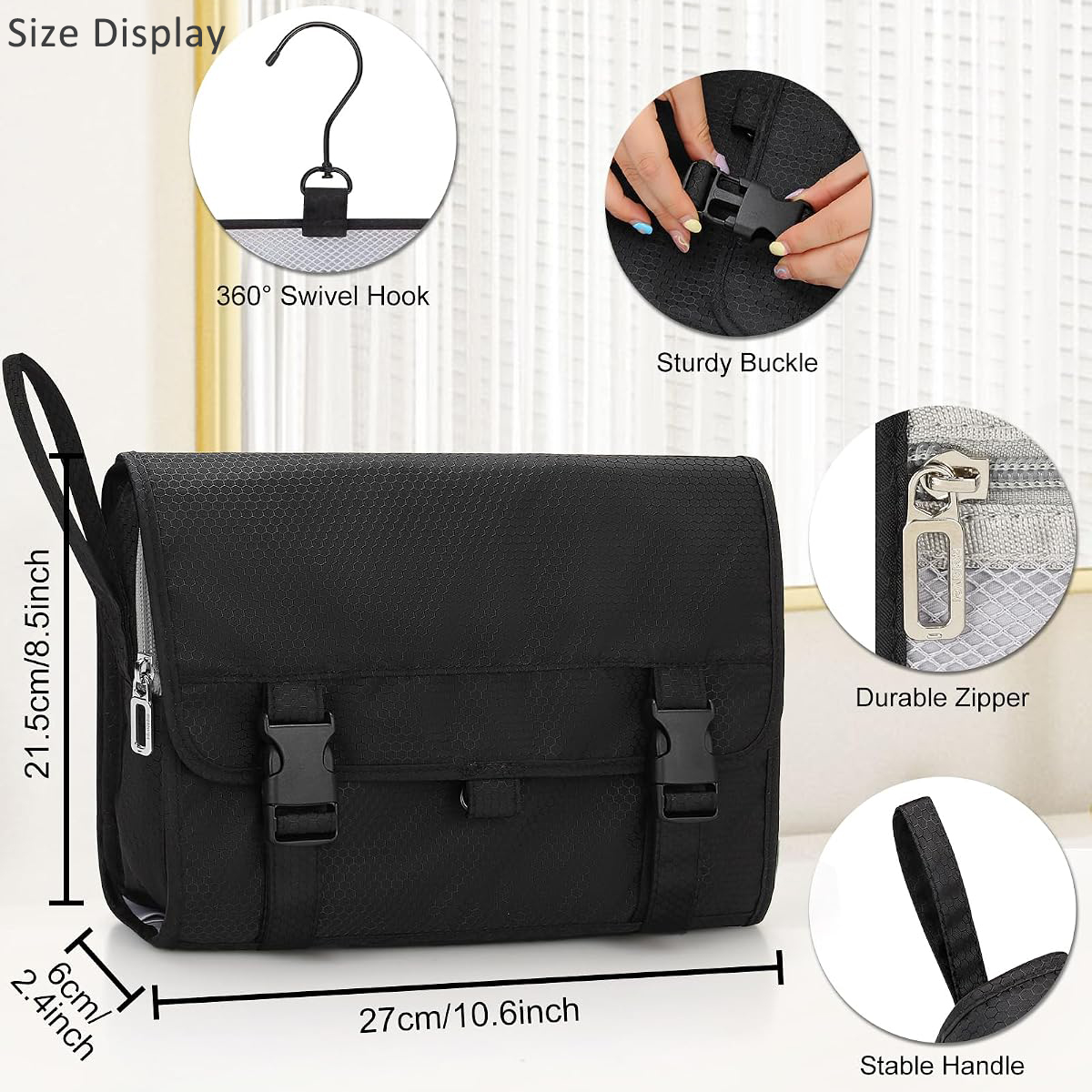 Customized Fashion Waterproof Hanging Toiletry Bag Large Capacity Portable Travel Cosmetic Folding Bags for Men Women
