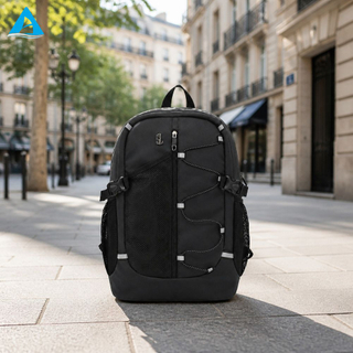 Wholesale Custom Durable PU Outdoor Backpack Reflective Trim Laptop Water Resistant Sports Daypack Bungee Cord Hiking Travel