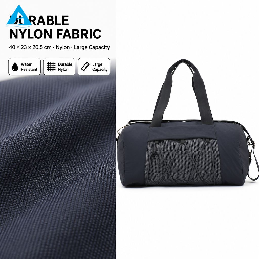 Navy Blue Gym Duffel Bag Water Resistant Nylon Travel Weekender Bag with Detachable Strap Shoe Compartment for Men Women