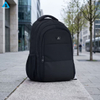 Classic Black 14 Inch Laptop Backpack 3 Compartment Durable Nylon Business Office Bag with Bottle Pockets for School Commute Men