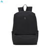 Minimalist Black Ribbed Nylon Backpack Slim Lightweight Daily Commute Rucksack with Multi Zipper Pockets for School Office