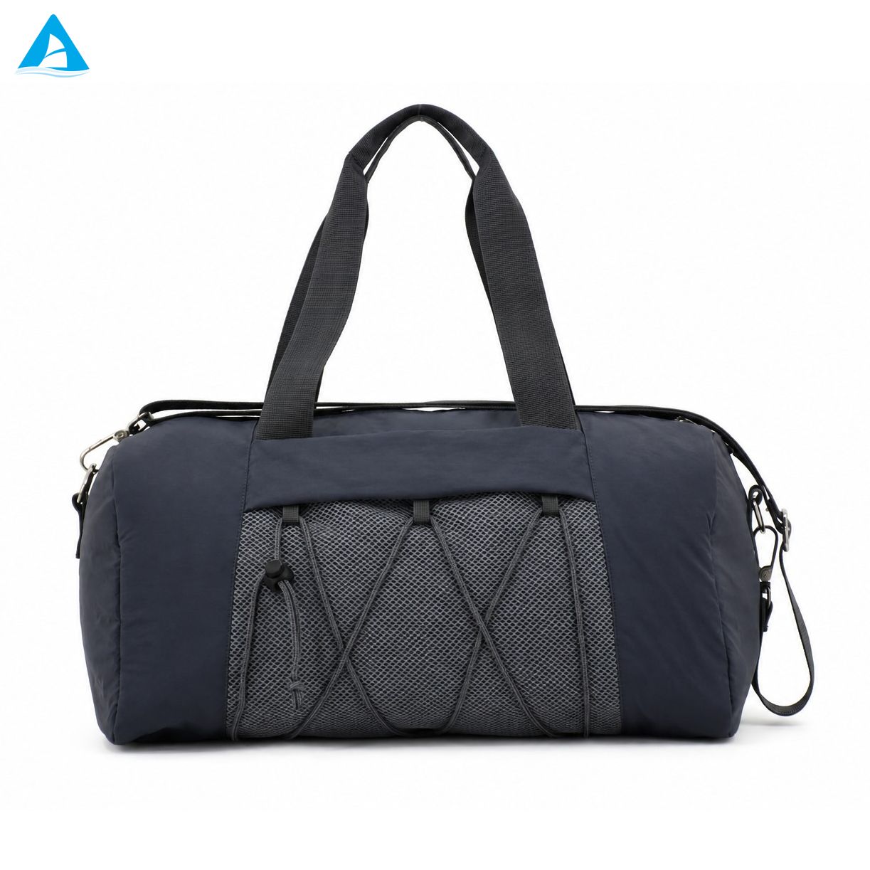 Navy Blue Gym Duffel Bag with Shoe Compartment Water Resistant Nylon Travel Weekender Bag with Detachable Strap for Men Women