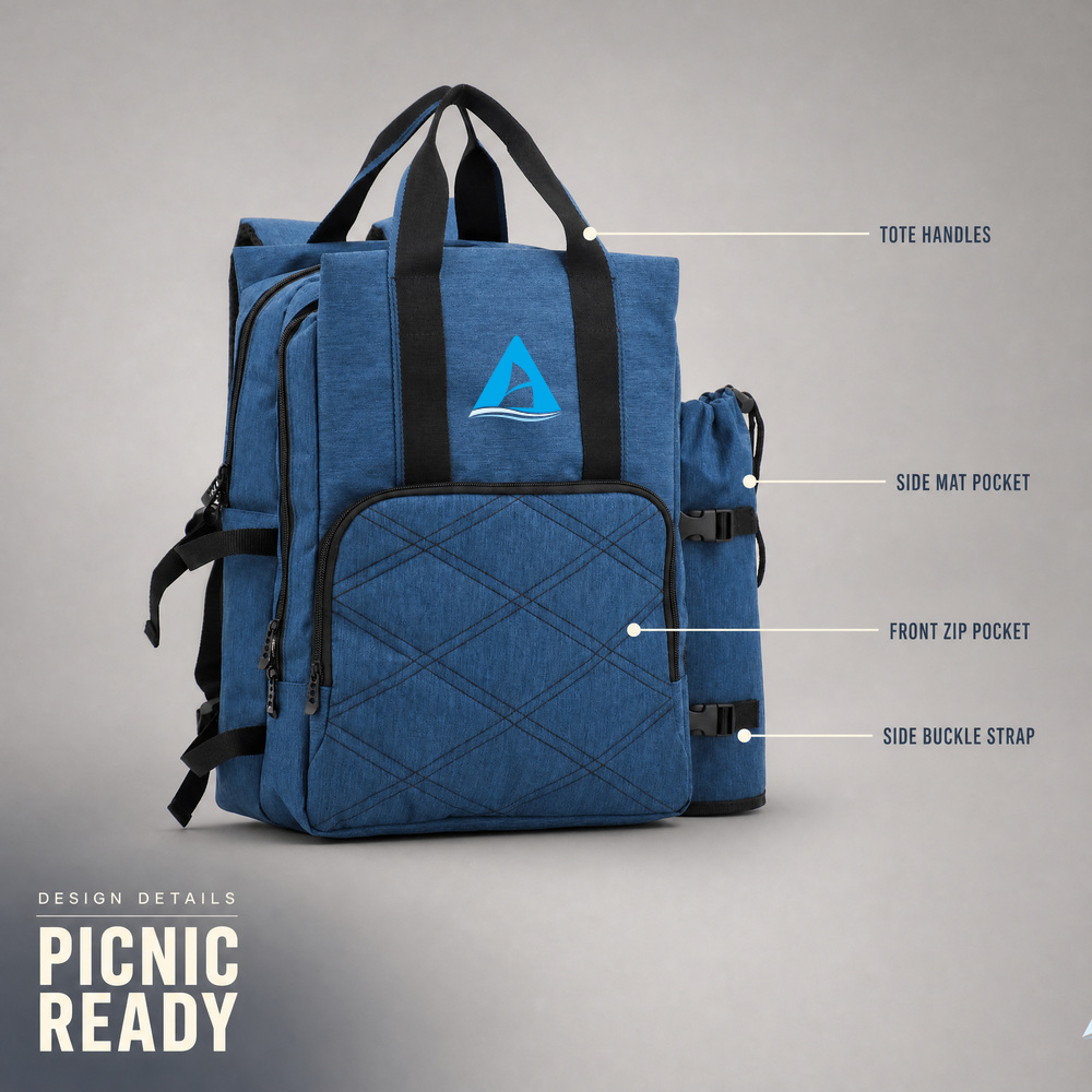 Advance Custom Eco-Friendly Recycled Picnic Bag Tote Handbag Large Capacity Outdoor Travel Picnic Storage Backpack
