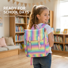 Cute Holographic Rainbow Backpack for Girls Teenagers Large Capacity Colourful PVC School Bag with Front Flap Pocket