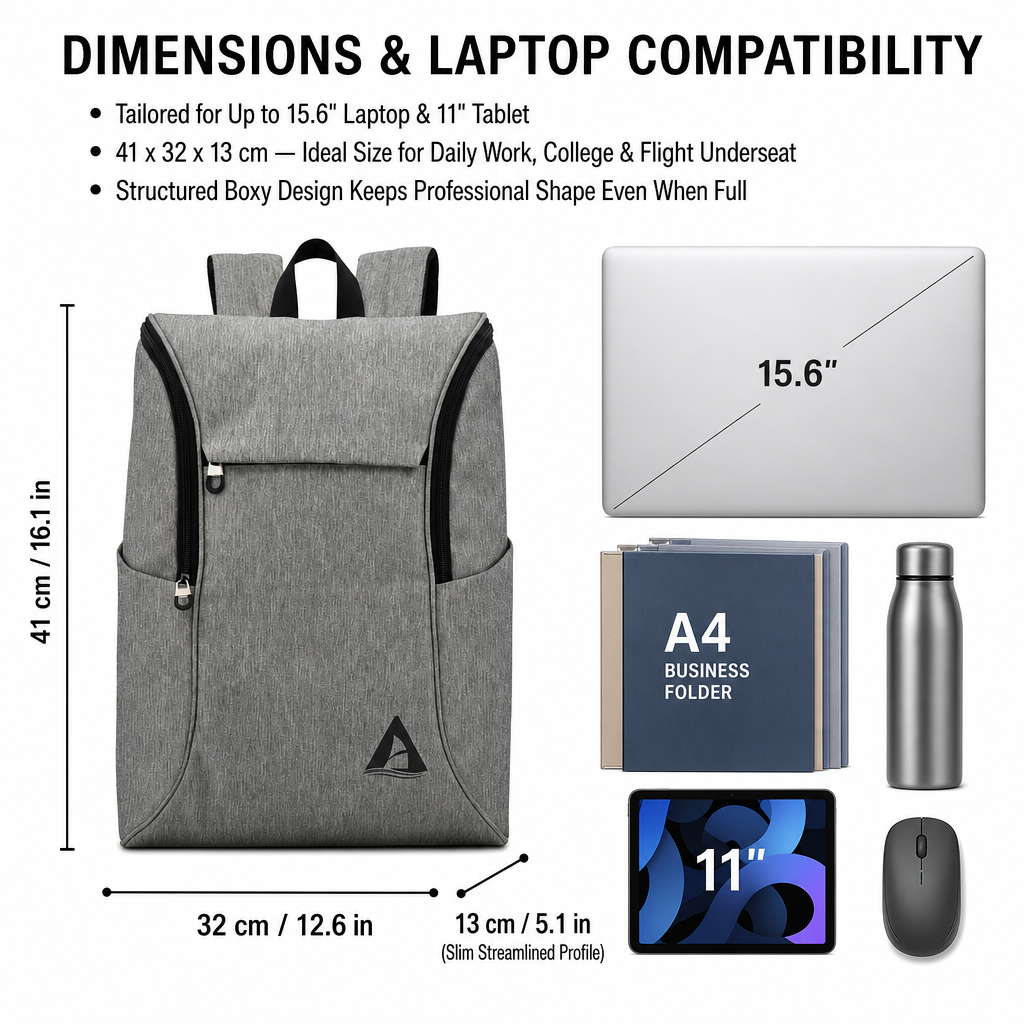 Dual Curved Front Zippers Laptop Backpack Custom Logo Water Repellent Business Commuter Daypack for Work Travel