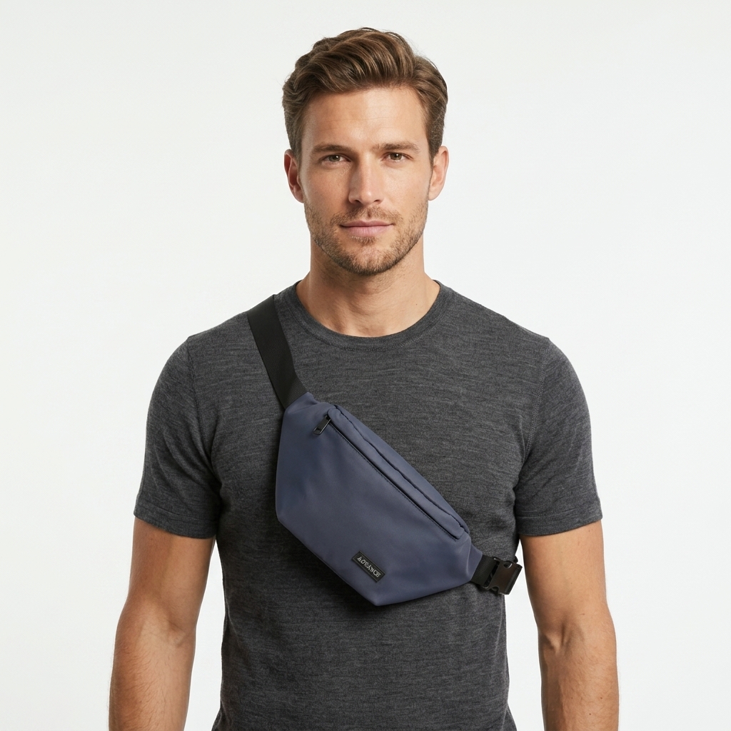 Multi-layered Waist Bag New Style Sporty Casual Lightweight Unisex Single-shoulder Polyester Strap Crossbody Zipper Portable