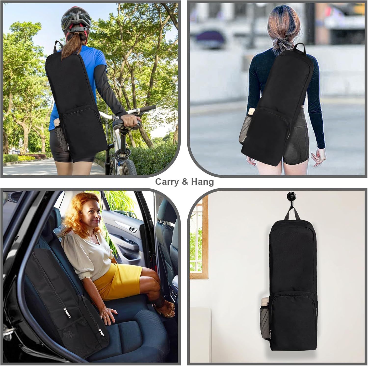 Durable Oxford Yoga Mat Bag with Polyester Lining Side Mesh Zipper Pocket External Wet Compartment Lightweight Waterproof