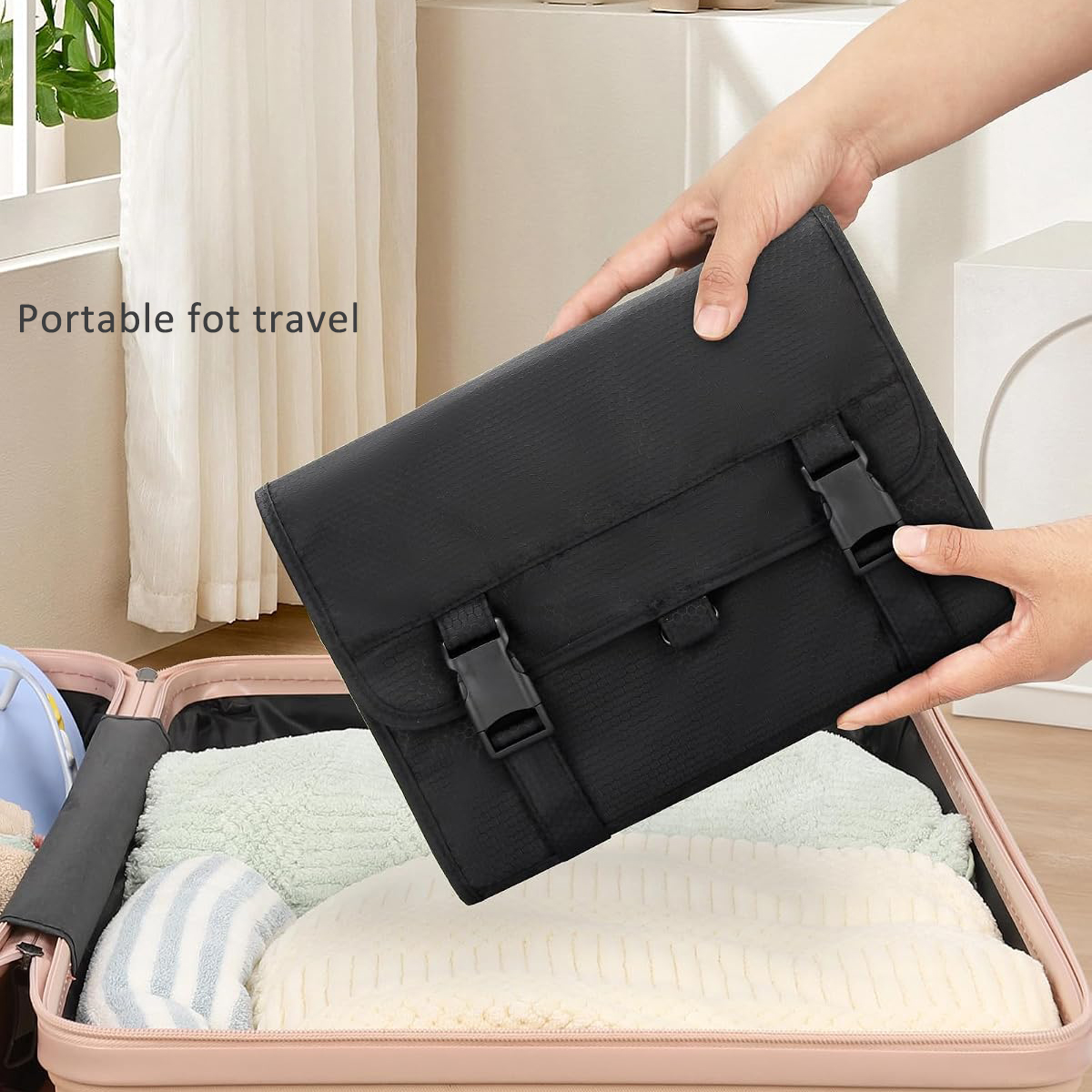 Customized Fashion Waterproof Hanging Toiletry Bag Large Capacity Portable Travel Cosmetic Folding Bags for Men Women
