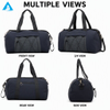 Navy Blue Gym Duffel Bag Water Resistant Nylon Travel Weekender Bag with Detachable Strap Shoe Compartment for Men Women