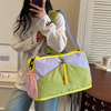 Customized Color Blocking Expandable Duffel Bag Large Capacity Portable Sports Travel Bag Business Trip Boarding Handbag