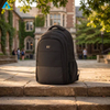 Classic Black 14 Inch Laptop Backpack 3 Compartment Durable Nylon Business Office Bag with Bottle Pockets for School Commute Men