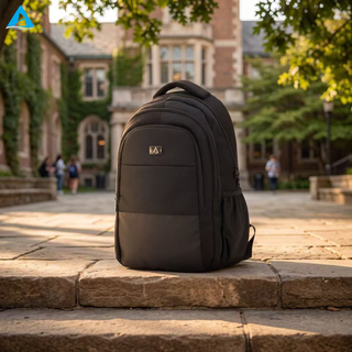 Classic Black 14 Inch Laptop Backpack 3 Compartment Durable Nylon Business Office Bag with Bottle Pockets for School Commute Men