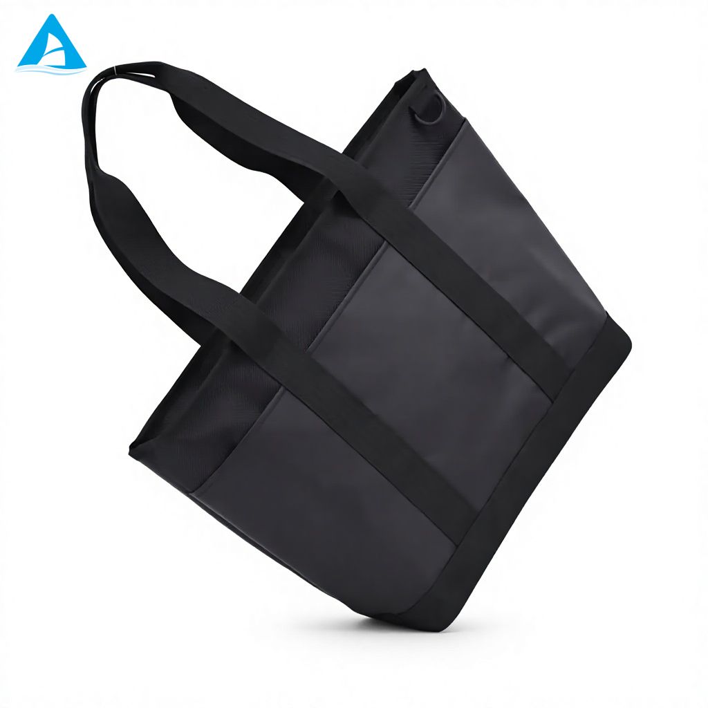 Large Capacity 2-in-1 Tote Bag with Detachable Shoulder Strap Waterproof PU Matte Black Handbag for Gym Office Travel Women Men
