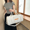 Custom Logo Solid Color Canvas Cylinder Sports Duffel Bag Large Capacity Gym Equipment Storage Bag with Carry Handles