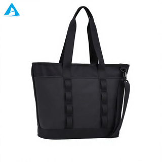 Large Capacity 2-in-1 Tote Bag with Detachable Shoulder Strap Waterproof PU Matte Black Handbag for Gym Office Travel Women Men