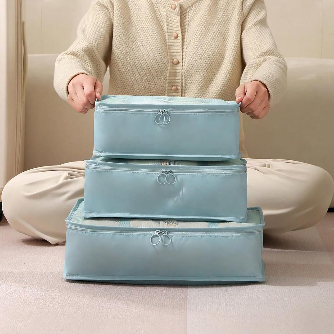 Wholesale Minimalist Lightweight Zipper Travel Packing Cubes Set Large Capacity Luggage Storage Set for Travel Business Use