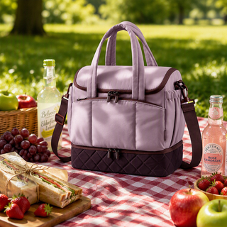 Custom New Lightweight Double Deck Insulated Lunch Bag Portable Large Capacity Leakproof Thermal Cooler Tote Bag for Picnic