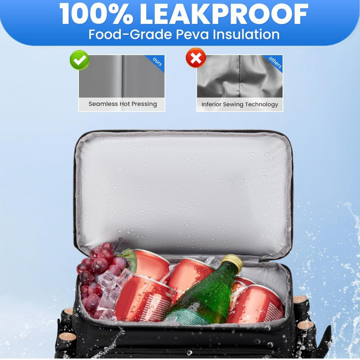 Customized Outdoor Double Compartment Insulated Cooler Backpack Large Capacity Leakproof Thermal Lunch Bag for Picnic Camping