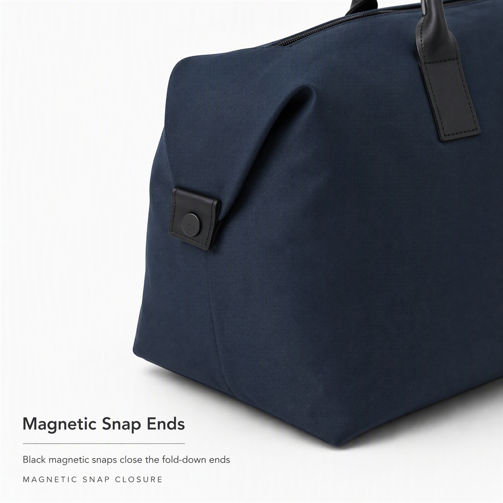 Wholesale Custom Polyester Travel Tote Bag Business Weekender Handbag Lightweight Overnight Bag with Magnetic Snap Ends