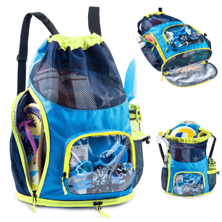 Multifunction Dry Wet Separation Waterproof Drawstring Backpack with Shoe Compartment Swimming Pool Bag for Beach Sports Use