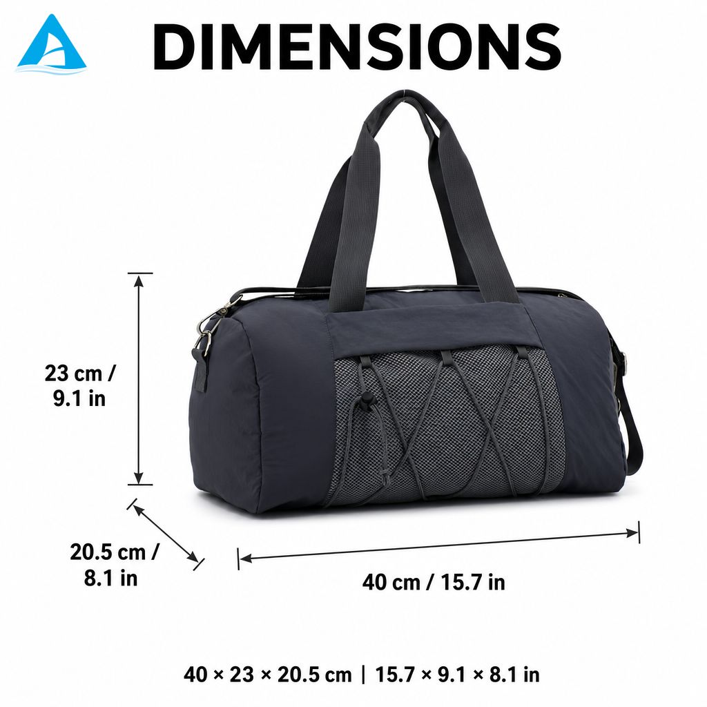 Navy Blue Gym Duffel Bag Water Resistant Nylon Travel Weekender Bag with Detachable Strap Shoe Compartment for Men Women