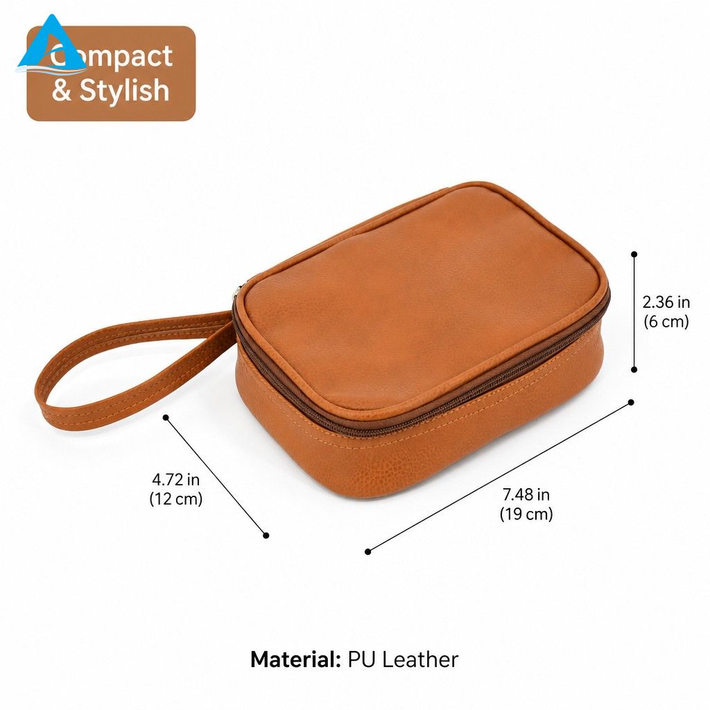 Factory Custom Logo Large Capacity Waterproof Zipper PU Cosmetic & Makeup Bag with Soft Handle for Women Travel Use