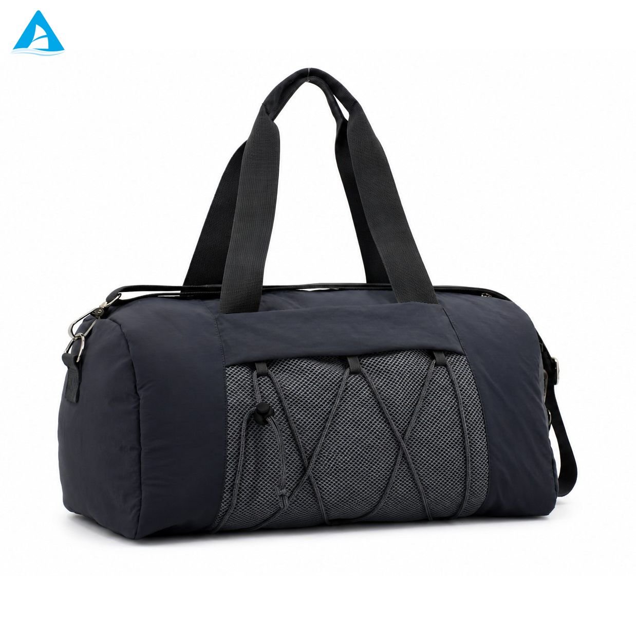 Navy Blue Gym Duffel Bag with Shoe Compartment Water Resistant Nylon Travel Weekender Bag with Detachable Strap for Men Women