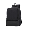 Minimalist Black Ribbed Nylon Backpack Slim Lightweight Daily Commute Rucksack with Multi Zipper Pockets for School Office