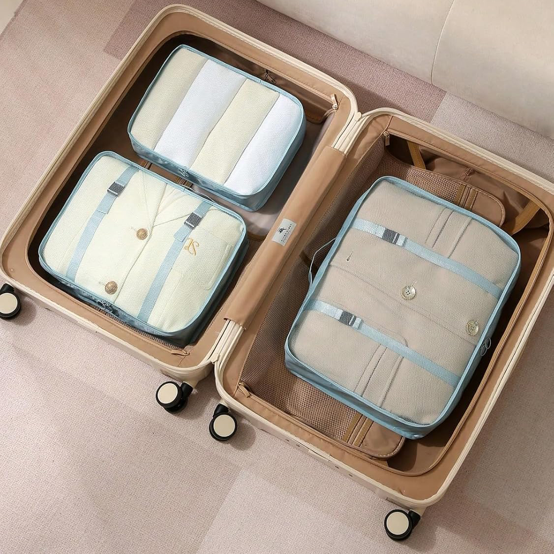 Wholesale Minimalist Lightweight Zipper Travel Packing Cubes Set Large Capacity Luggage Storage Set for Travel Business Use