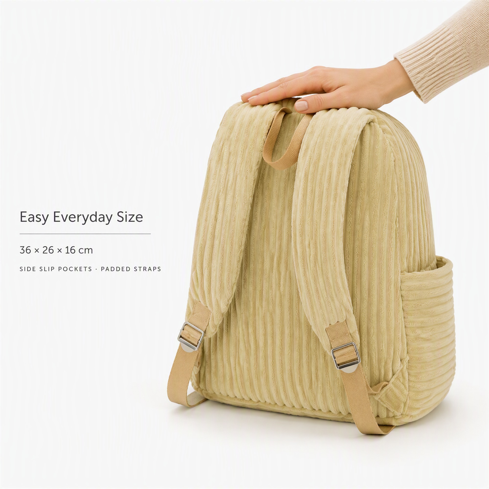 ODM OEM Large Capacity Striped Corduroy School Backpack Lightweight Casual Daypack with Side Pockets for Teenagers Books