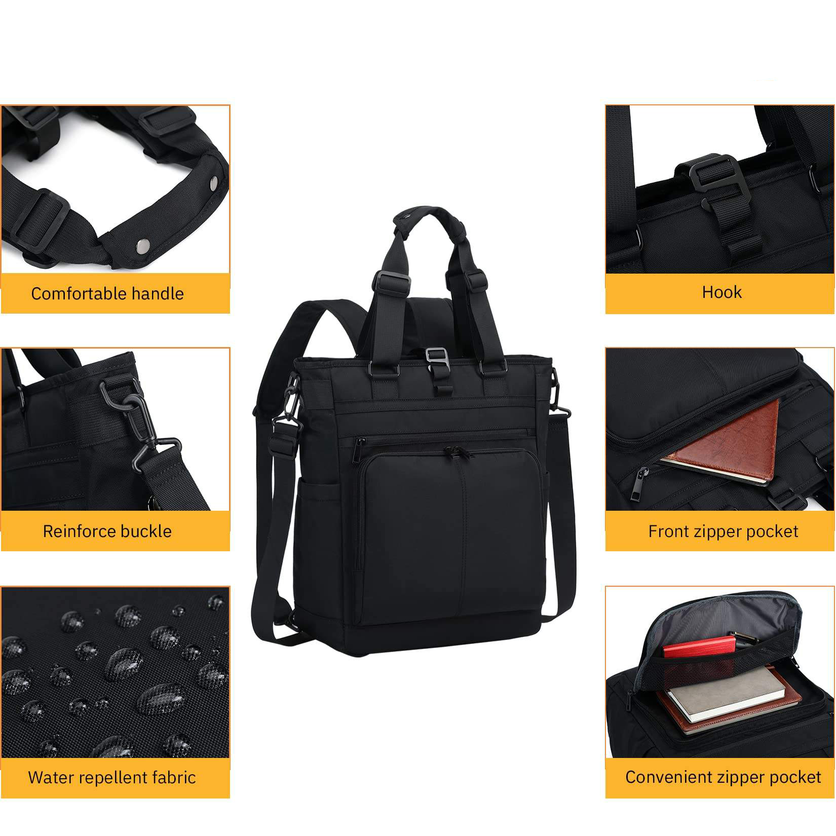 Factory Wholesale Convertible Tote Laptop Backpack Multi-Functional Laptop Shoulder Bag with Adjustable Straps for Daily Work