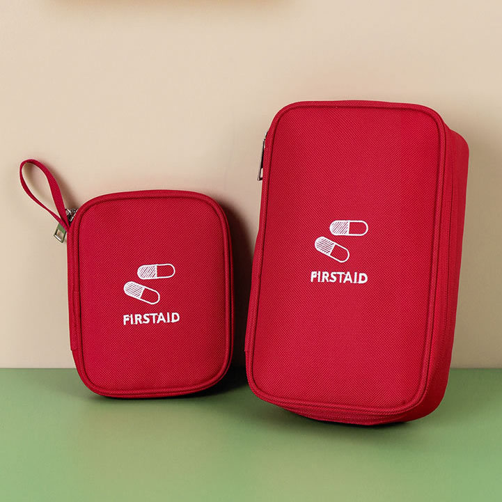 Portable Waterproof Polyester First Aid Kit Organizer Travel Medicine Storage Bag Zipper Closure Cosmetic Pouch