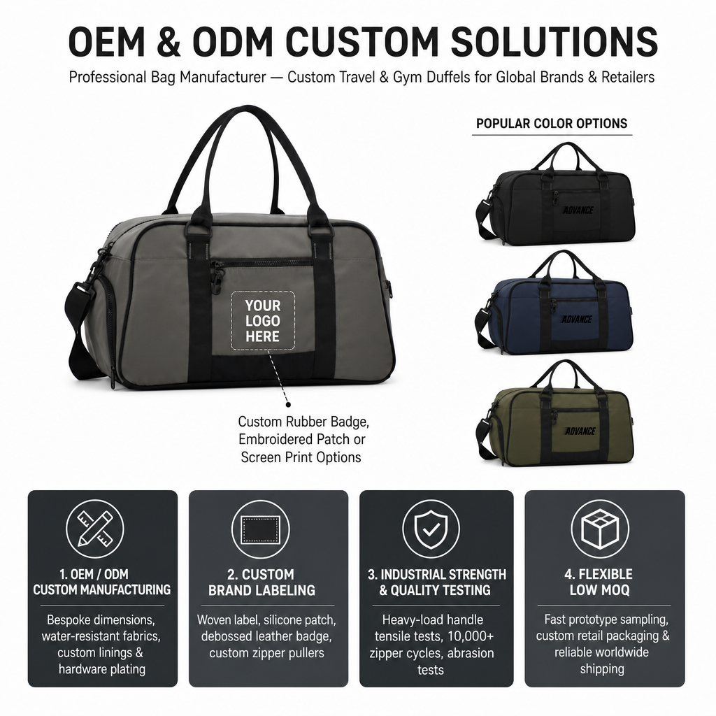 Custom Large Capacity Travel Handbag Airline Approved Carry on Duffle Bag with Adjustable Shoulder Strap for Business Trips
