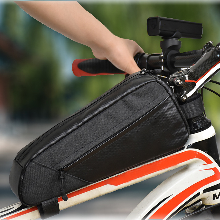 Manufacturer Direct Sales Black Cycling Gear Waterproof Road Bike Top Tube Bag Front Frame Bag for All Seasons Bicycles