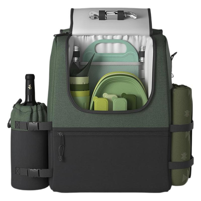 Customized Large Capacity Insulated Picnic Cooler Backpack Multifunctional Leakproof Thermal Bag with Tableware Set
