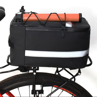 Advance Waterproof Polyester Bicycle Rear Rack Bag Large Capacity Bike Trunk Storage Pannier Reflective Strip Zip Phone Pocket