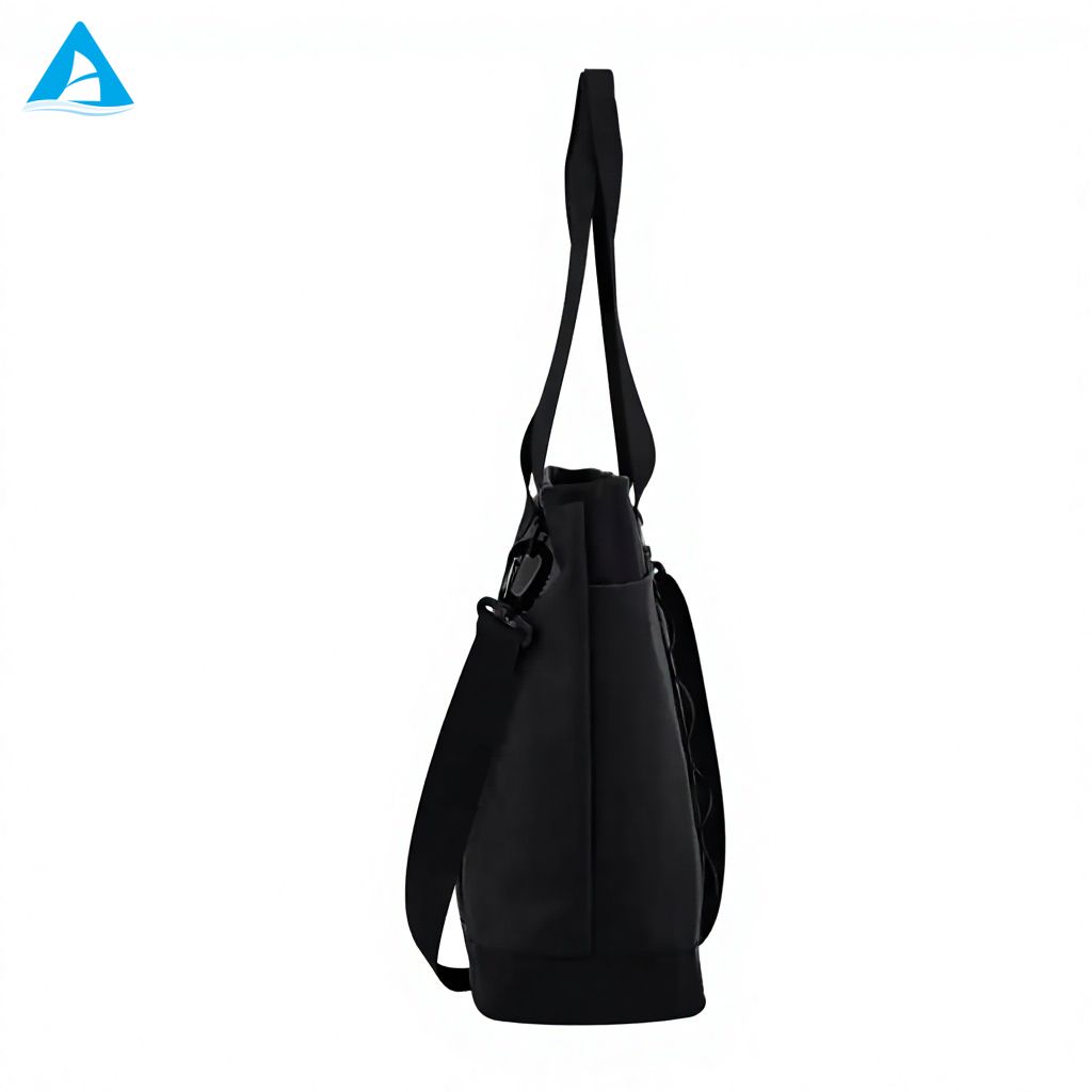 Large Capacity 2-in-1 Tote Bag with Detachable Shoulder Strap Waterproof PU Matte Black Handbag for Gym Office Travel Women Men