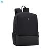 Minimalist Black Ribbed Nylon Backpack Slim Lightweight Daily Commute Rucksack with Multi Zipper Pockets for School Office