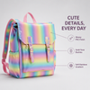Cute Holographic Rainbow Backpack for Girls Teenagers Large Capacity Colourful PVC School Bag with Front Flap Pocket