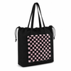 Advance Wholesale Plush Checkered Tote Bag Custom Lightweight Laptop Shoulder Bag with Drawstring Closure for Women
