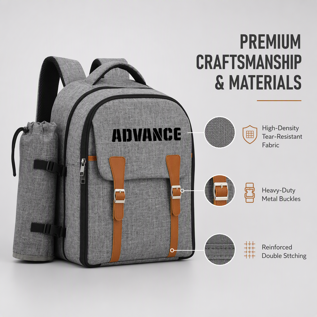 BSCI Factory Audit Large Capacity Picnic Backpack Portable Multifunction Lifestyle Bags with Detachable Blanket Pouch