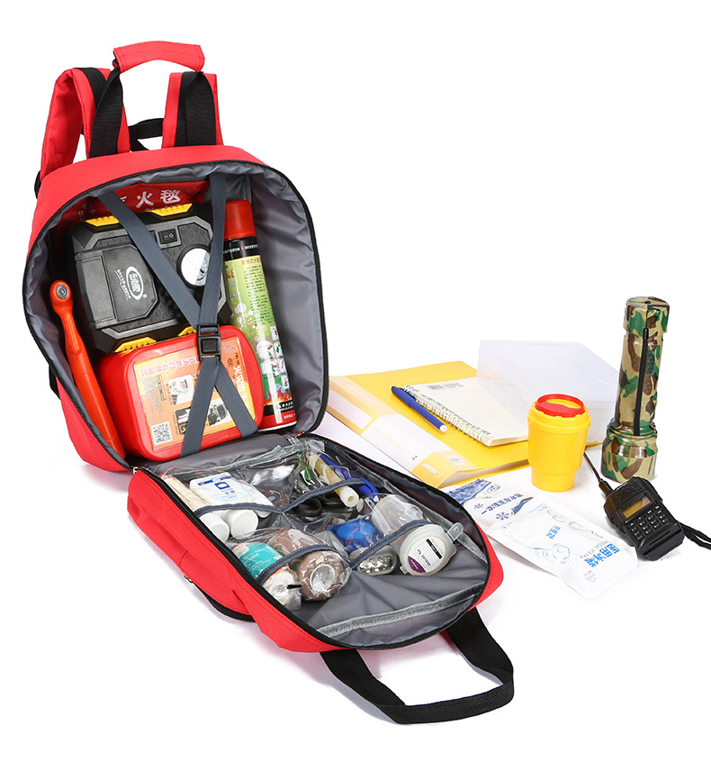 Custom Large Capacity Oxford Portable Emergency Vehicle First Aid Storage Backpack with Zipper Closure and Shoulder Strap