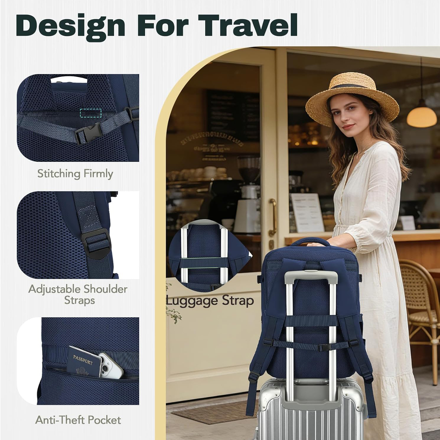BSCI Customizable Travel Laptop Backpack Water Resistant Lightweight Weekender Bag Casual Daypack for Business Commuting