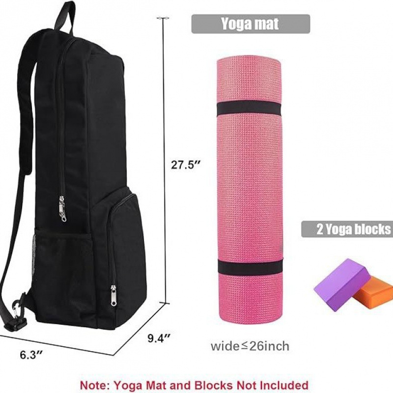 Durable Oxford Yoga Mat Bag with Polyester Lining Side Mesh Zipper Pocket External Wet Compartment Lightweight Waterproof